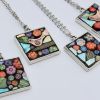 Square Pendants - Birds and Flowers